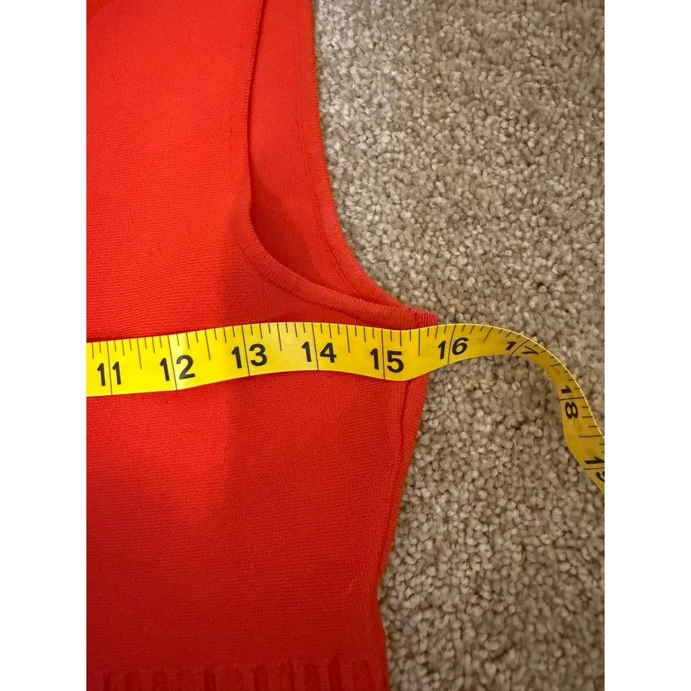 Milly Fit and Flare Dress Womens Medium Red Excellent‎ Ribbed Knit Sleeveless